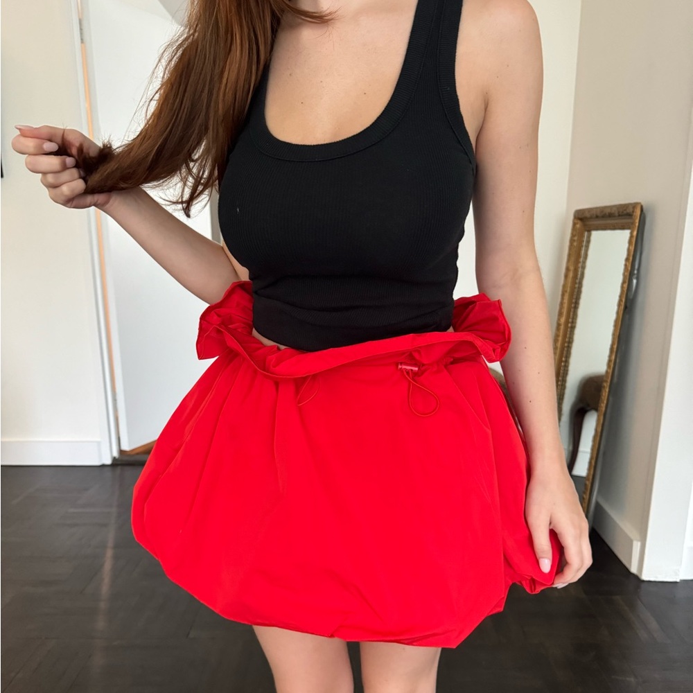 Red Bubble Hem Skirt